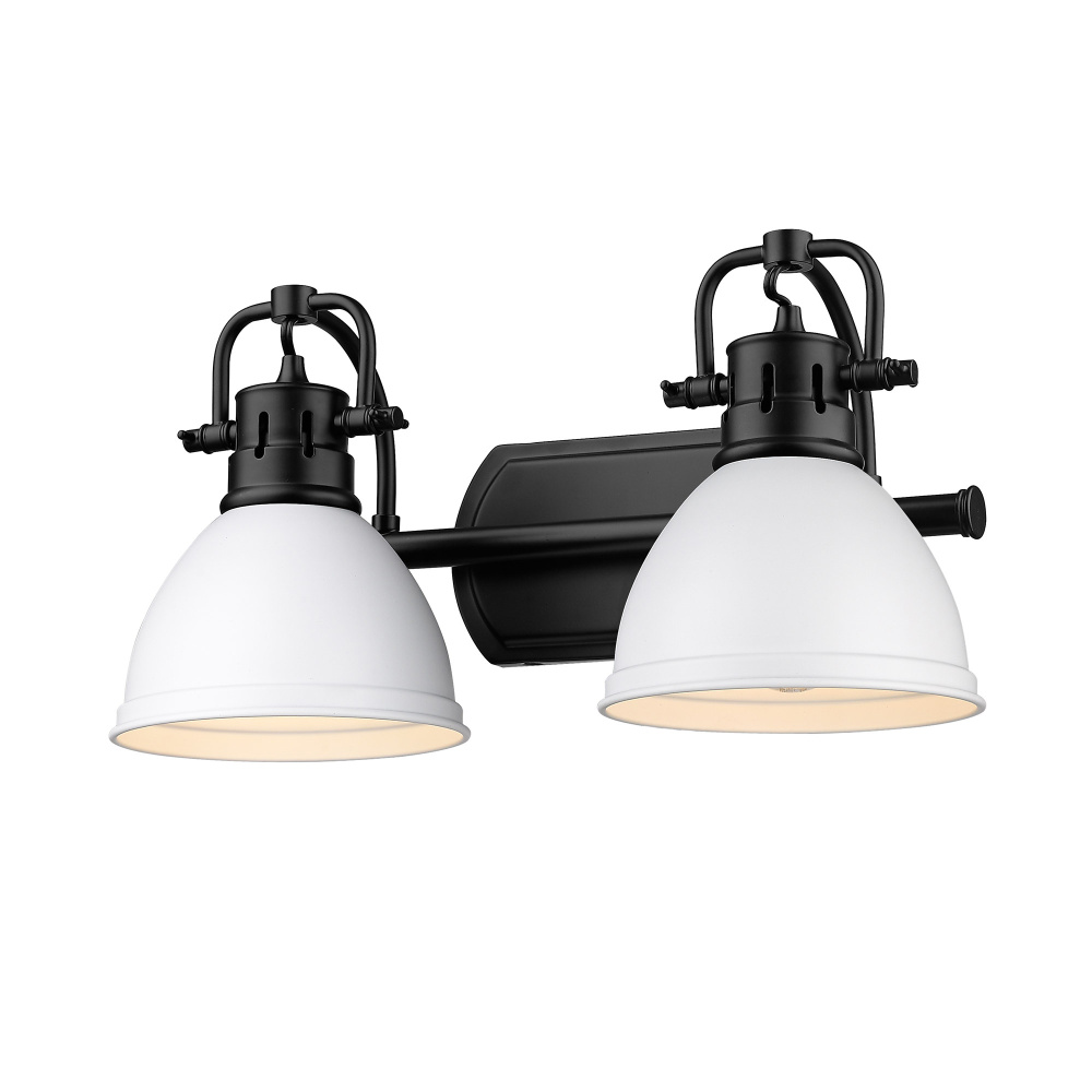 Yep by Golden Lighting Duncan 2-light Vanity in Matte Black and Matte White shade